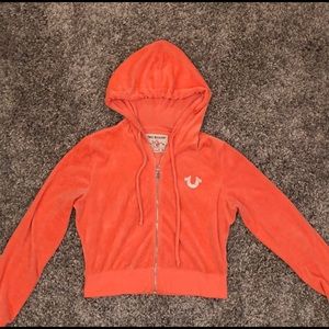 True Religion Orange Velour Sweater